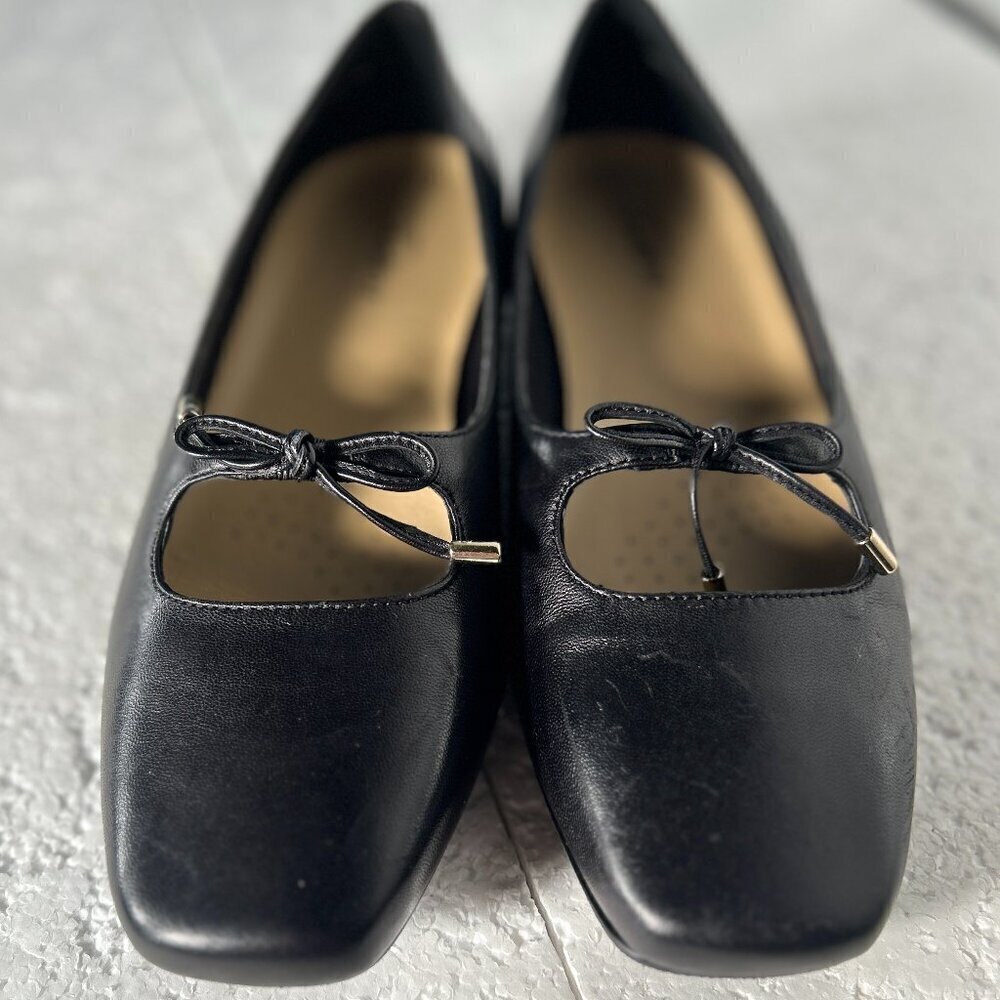 Trotters NWOT SZ 9.5 W Honesty Black Leather Ballet Flats Old Money Quiet Luxury